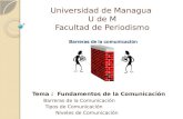 Universidad de Managua U de M Facultad de Periodismo Tema : Fundamentos de la Comunicación Barreras de la Comunicación Tipos de Comunicación Niveles de.