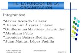 EQUIPO 3 FUNDAMENTOS DE ADMINISTRACIÓN ORGANIZACIÓN III. LA FUNCIÓN DE LA ORGANIZACIÓN Integrantes: Javier Acevedo Salazar Diana Luz Álvarez Chávez Guillermina.