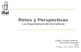 Retos y Perspectivas La Importancia de la Cultura Ángel Trinidad Zaldívar, Secretario Ejecutivo IFAI. Puebla, Pue., Mayo 2008.