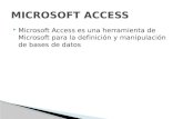 Microsoft Access es una herramienta de Microsoft para la definición y manipulación de bases de datos.