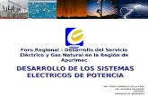 DESARROLLO DE LOS SISTEMAS ELECTRICOS DE POTENCIA ING. FREDY GONZALES DE LA VEGA ING. NICANOR PALOMINO CARAZAS GERENCIA DE INGENIERIA Foro Regional : Desarrollo.