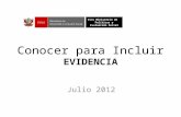 Conocer para Incluir EVIDENCIA Julio 2012 Vice Ministerio de Políticas y Evaluación Social.