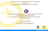 Liceo Femenino SECRETARÍA DE EDUCACIÓN DEL DISTRITO CAPITAL UNIVERSIDAD PEDAGÓGICA NACIONAL ACOMPAÑAMIENTO PARA LA IMPLEMENTACIÓN DE LA MEDIA ESPECIALIZADA.