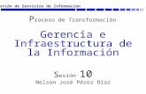 Gestión de Servicios de Información Gerencia e Infraestructura de la Información S esión 10 Nelson José Pérez Díaz P roceso de Transformación.