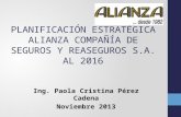 PLANIFICACIÓN ESTRATÉGICA ALIANZA COMPAÑÍA DE SEGUROS Y REASEGUROS S.A. AL 2016 Ing. Paola Cristina Pérez Cadena Noviembre 2013.