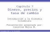 Introducción a la Economía Colombiana Capítulo 7 Dinero, precios y tasa de cambio Introducción a la Economía Colombiana Presentación preparada por: Carolina.