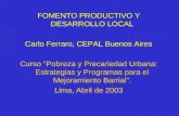 FOMENTO PRODUCTIVO Y DESARROLLO LOCAL Carlo Ferraro, CEPAL Buenos Aires Curso “Pobreza y Precariedad Urbana: Estrategias y Programas para el Mejoramiento.