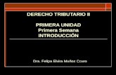 DERECHO TRIBUTARIO II PRIMERA UNIDAD Primera Semana INTRODUCCIÓN Dra. Felipa Elvira Muñoz Ccuro.