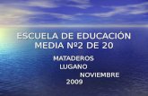 ESCUELA DE EDUCACIÓN MEDIA Nº2 DE 20 MATADEROSLUGANO NOVIEMBRE 2009 NOVIEMBRE 2009.