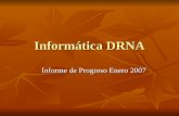 Informática DRNA Informe de Progreso Enero 2007. Contenido Meta Proyecto Informática Meta Proyecto Informática Reestructuración Oficina Reestructuración.