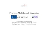 Proyecto Multilateral Comenius ¿QUÉ LEES? IES ISABEL DE VILLENA Gymnázium Ludka Pika – Plzen- R Checa Collège Henri Wallon- Marsella- Francia.