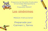 Los sinónimos Módulo Instruccional Preparado por: Carmen L.Torres Programa de Estudios Graduados Universidad Metropolitana Cupey Propuesta IDEAHT.