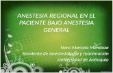 ANESTESIA REGIONAL EN EL PACIENTE BAJO ANESTESIA GENERAL Nora Marcela Mendoza Residente de Anestesiología y reanimación Universidad de Antioquia.