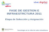 FASE DE GESTION E INFRAESTRCTURA 2011 Etapa de Selección y Asignación.