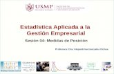 Sesión 04: Medidas de Posición Profesora: Dra. Alejandrina Gonzales Ochoa Estadística Aplicada a la Gestión Empresarial.
