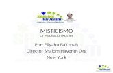 MISTICISMO La Meditación Kosher Por: Eliyahu BaYonah Director Shalom Haverim Org New York.