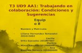 T3 UD9 AA1: Trabajando en colaboración: Condiciones y Sugerencias Nombre y Matrícula: Liliana Hernandez Temazatzi 201015082 Cecilia Ortiz Gonzalez 201007987.