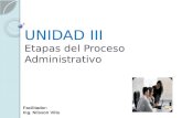 UNIDAD III Etapas del Proceso Administrativo Facilitador: Ing. Nilsson Villa.