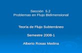 Sección 5.2 Problemas en Flujo Bidimensional Teoría de Flujo Subterráneo Semestre 2008-1 Alberto Rosas Medina.