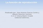 La función de reproducción Realizado por: Jose Antonio García Cortés y Alberto Sánchez Herrera. C.E.I.P. Elena Martín Vivaldi. Editorial Edelvives.