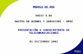 MODELO DE RED ANEXO B.08 GASTOS DE BIENES Y SERVICIOS - OPEX PRESENTACIÓN A SUBSECRETARÍA DE TELECOMUNICACIONES 01 DICIEMBRE 2003.