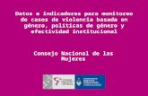 Datos e indicadores para monitoreo de casos de violencia basada en género, políticas de género y efectividad institucional Consejo Nacional de las Mujeres.