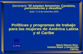 Seminario “El empleo femenino: Cambios, persistencias y desafíos” Quito, 7 y 8 de noviembre 2005 Políticas y programas de trabajo para las mujeres de América.