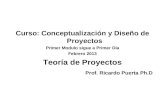 Curso: Conceptualización y Diseño de Proyectos Primer Modulo sigue a Primer Día Febrero 2013 Teoría de Proyectos Prof. Ricardo Puerta Ph.D.