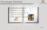 P. R. Psicología General COMUNICACIÓN II Modelo Circular Dimensiones de la comunicación Semiología del gesto.