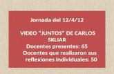 Jornada del 12/4/12 VIDEO “JUNTOS” DE CARLOS SKLIAR Docentes presentes: 65 Docentes que realizaron sus reflexiones individuales: 50.
