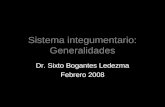 Sistema integumentario: Generalidades Dr. Sixto Bogantes Ledezma Febrero 2008.