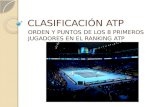 CLASIFICACIÓN ATP ORDEN Y PUNTOS DE LOS 8 PRIMEROS JUGADORES EN EL RANKING ATP.