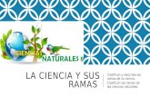 LA CIENCIA Y SUS RAMAS Clasifican y describe las ramas de la ciencia. Clasifican las ramas de las ciencias naturales.