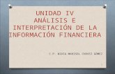 UNIDAD IV ANÁLISIS E INTERPRETACIÓN DE LA INFORMACIÓN FINANCIERA C.P. NIDIA MARISOL CHÁVEZ GÓMEZ 1.