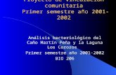 Proyecto de vinculación comunitaria Primer semestre año 2001-2002 Análisis bacteriológico del Caño Martín Peña y la Laguna Los Corozos Primer semestre.