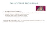 SOLUCION DE PROBLEMAS Identificación del problema: Saber de que se trata y qué obstáculos y metas están involucrados Desde el contexto cognitivo el problema.