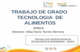 TRABAJO DE GRADO TECNOLOGIA DE ALIMENTOS 204010 Director: Alba Doris Torres Herrera ESCUELA DE CIENCIAS BASICAS TECNOLOGIAS E INGENIERIAS - ECBTI -