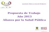 ALIANZA POR LA SALUD PÚBLICA Propuesta de Trabajo Año 2013 Alianza por la Salud Pública.