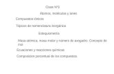 Clase Nº3 Compuestos iónicos Tópicos de nomenclatura inorgánica Estequiometría Átomos, moléculas y iones Masa atómica, masa molar y número de avogadro.