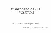 EL PROCESO DE LAS POLITICAS M.Sc. Marco Tulio Cajas Lòpez Guatemala, 22 de agosto del 2007.