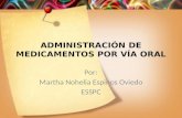 ADMINISTRACIÓN DE MEDICAMENTOS POR VÍA ORAL Por: Martha Nohelia Espinos Oviedo ESSPC.