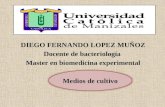 DIEGO FERNANDO LOPEZ MUÑOZ Docente de bacteriología Master en biomedicina experimental Medios de cultivo.