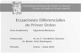 Ecuaciones Diferenciales de Primer Orden Área Académica: Ingeniería Mecánica Profesor(a): M. en C. Yira Muñoz Sánchez Dr. Martín Ortíz Domínguez Periodo: