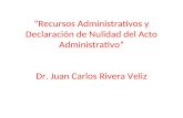 “Recursos Administrativos y Declaración de Nulidad del Acto Administrativo” Dr. Juan Carlos Rivera Veliz.