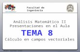 Análisis Matemático II Presentaciones en el Aula TEMA 8 Cálculo en campos vectoriales Autor: Gustavo Lores 2015 Facultad de Ingeniería.