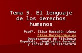 Profª. Elisa Barrajón López Elisa.Barrajon@ua.es Departamento de Filología Española, Lingüística General y Teoría de la Literatura Tema 5. El lenguaje.