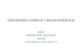 DIVERSIDAD HIDRICA Y BIOGEOGRAFICA AGUA FORMACIONES VEGETALES SUELOS Inma Navarro Curso 2012-13.