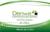 Comunicaciones Unificadas IP PBX Marzo de 2.013. Denwa IP-PBX Evolucione de la simple atención de llamadas telefónicas a la consolidación de un Sistema.