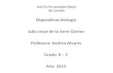 INSTITUTO UNIVERCITARIO DE CALDAS Diapositivas biología Julio cesar de la torre Gómez Profesora: Andrea Alvares Grado: 8 – C Año: 2015.