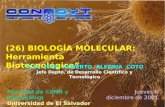 (26) BIOLOGÍA MOLECULAR: Herramienta Biotecnológica” M.Sc. JOSE ROBERTO ALEGRIA COTO Jefe Depto. de Desarrollo Científico y Tecnológico Facultad de CCNN.